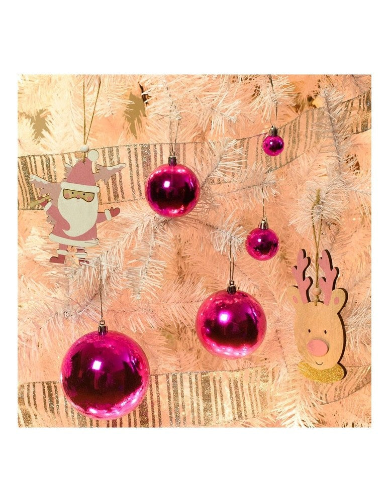 Χριστουγεννιατικες Μπαλες Φουξια 10 Εκ Σετ 2 Τμ